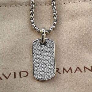 DAVID YURMAN Round SILVER 925 DIAMOND STARBURST PENDANT & CHAIN NECKLACE
